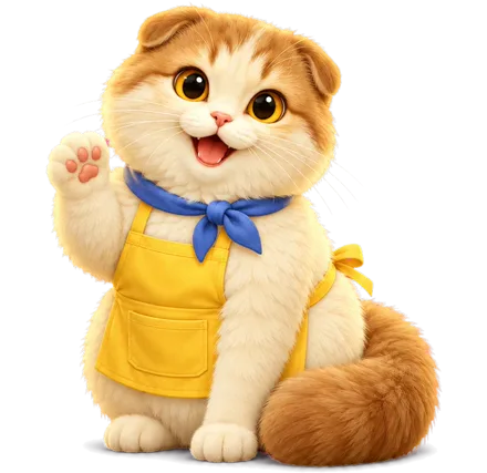 Toffee the cat café host, waving